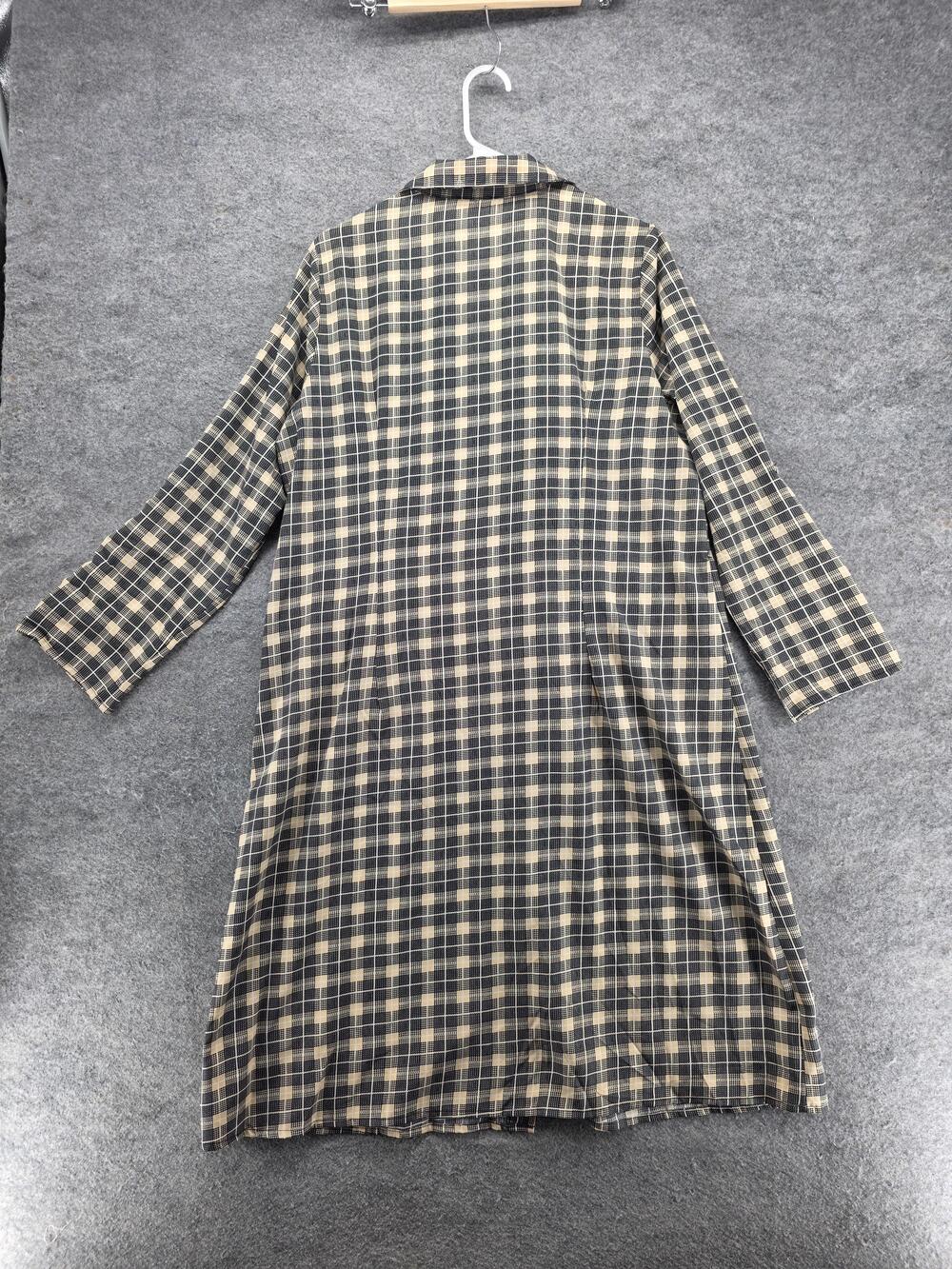 NY Collection Dress Womens Large Black Plaid Button Front Shirt Midi Long Sleeve - Picture 8 of 8